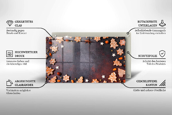 Skärbräda i härdat glas Jul pepparkakor