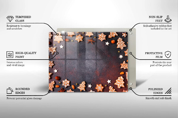 Skärbräda i härdat glas Jul pepparkakor