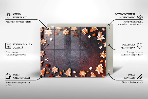 Skärbräda i härdat glas Jul pepparkakor