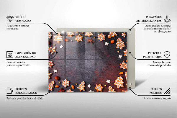 Skärbräda i härdat glas Jul pepparkakor