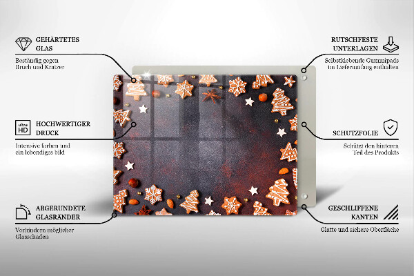 Skärbräda i härdat glas Jul pepparkakor