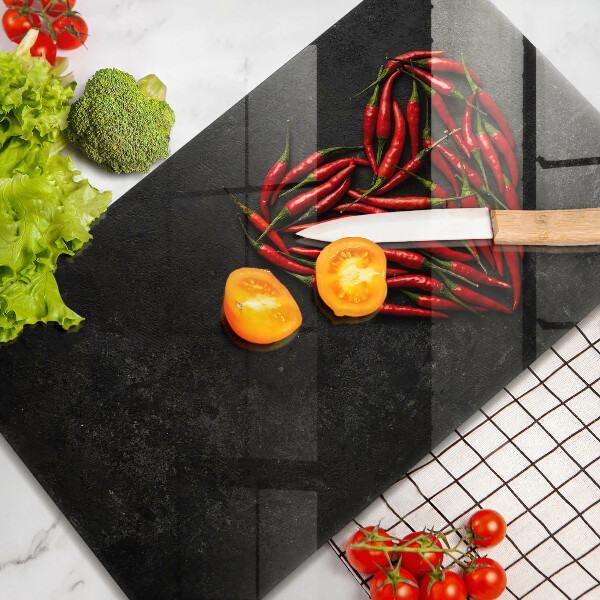 Skärbräda i härdat glas Chilipeppar hjärta