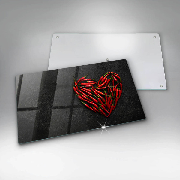 Skärbräda i härdat glas Chilipeppar hjärta