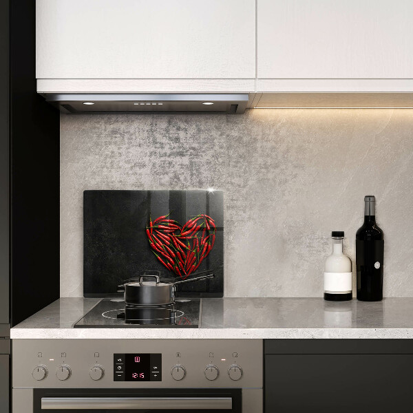 Skärbräda i härdat glas Chilipeppar hjärta