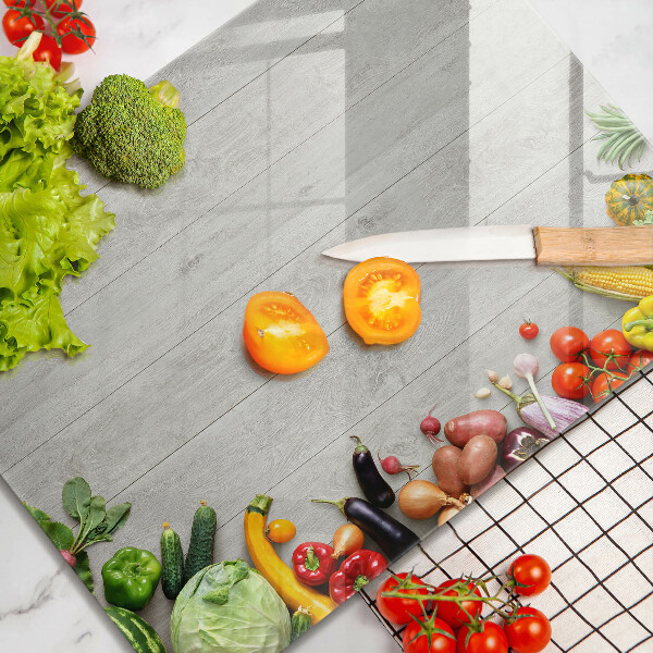 Skärbräda i härdat glas Grönsaker på brädor