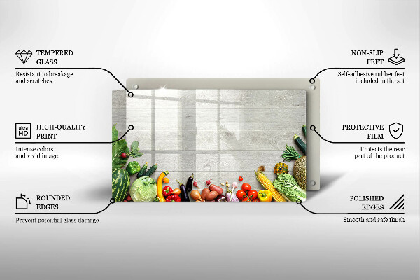 Skärbräda i härdat glas Grönsaker på brädor