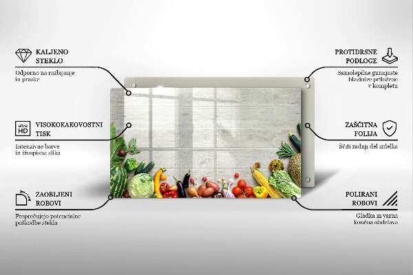 Skärbräda i härdat glas Grönsaker på brädor