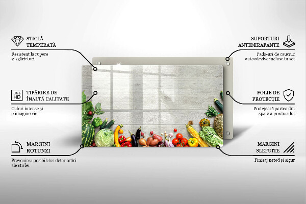 Skärbräda i härdat glas Grönsaker på brädor