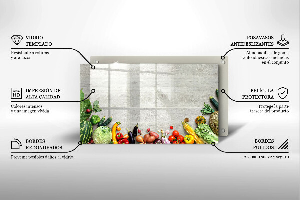 Skärbräda i härdat glas Grönsaker på brädor