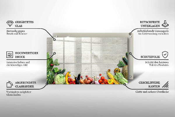 Skärbräda i härdat glas Grönsaker på brädor