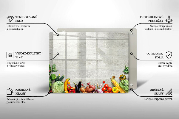 Skärbräda i härdat glas Grönsaker på brädor