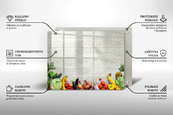 Skärbräda i härdat glas Grönsaker på brädor
