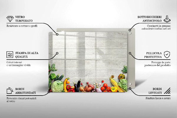 Skärbräda i härdat glas Grönsaker på brädor