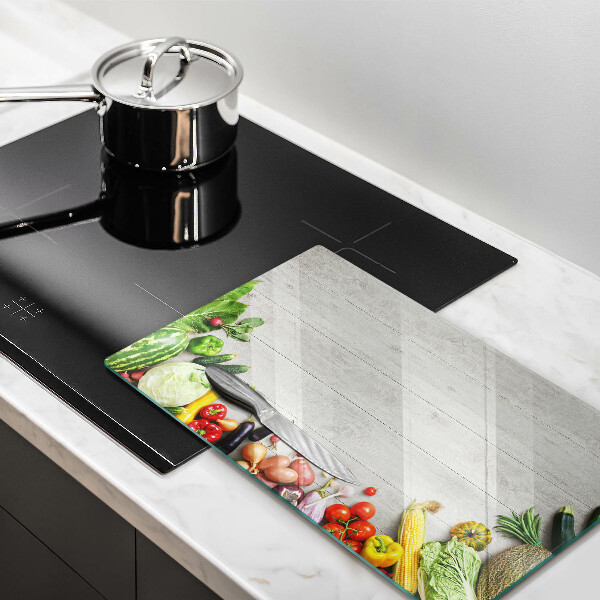 Skärbräda i härdat glas Grönsaker på brädor