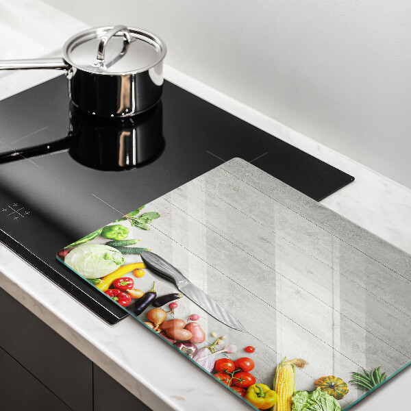 Skärbräda i härdat glas Grönsaker på brädor