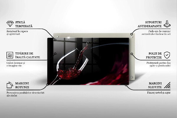 Skärbräda i härdat glas Ett glas rött vin