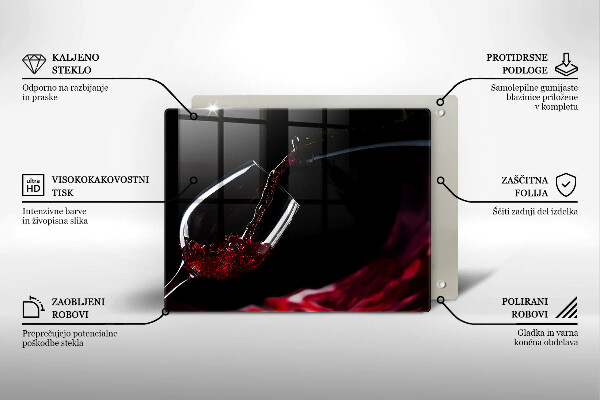 Skärbräda i härdat glas Ett glas rött vin