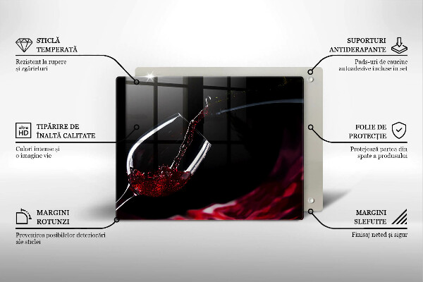 Skärbräda i härdat glas Ett glas rött vin