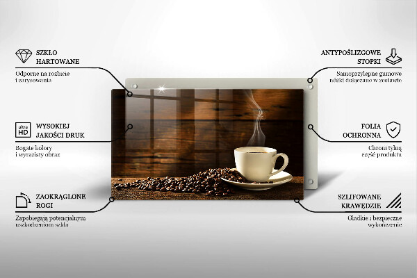 Skärbräda i härdat glas Kaffekopp trä