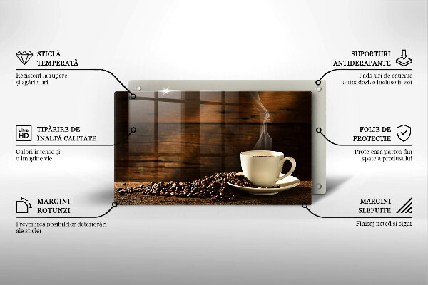 Skärbräda i härdat glas Kaffekopp trä