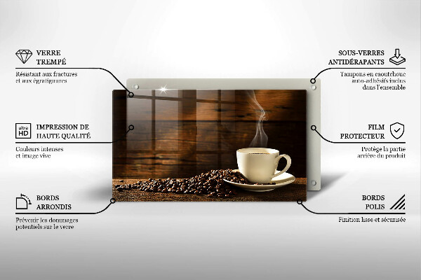 Skärbräda i härdat glas Kaffekopp trä