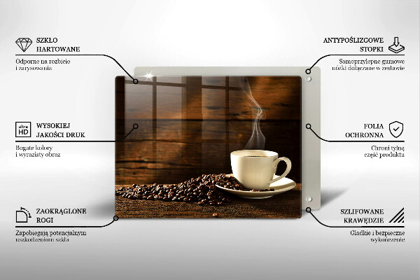 Skärbräda i härdat glas Kaffekopp trä