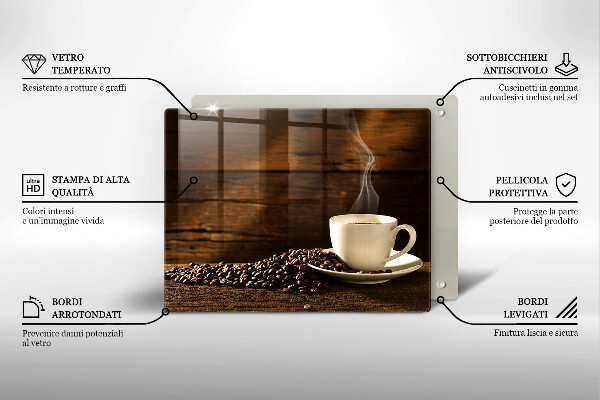 Skärbräda i härdat glas Kaffekopp trä