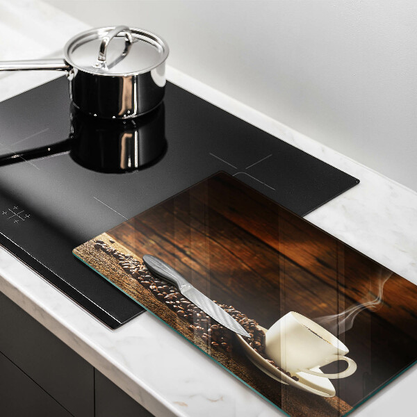 Skärbräda i härdat glas Kaffekopp trä