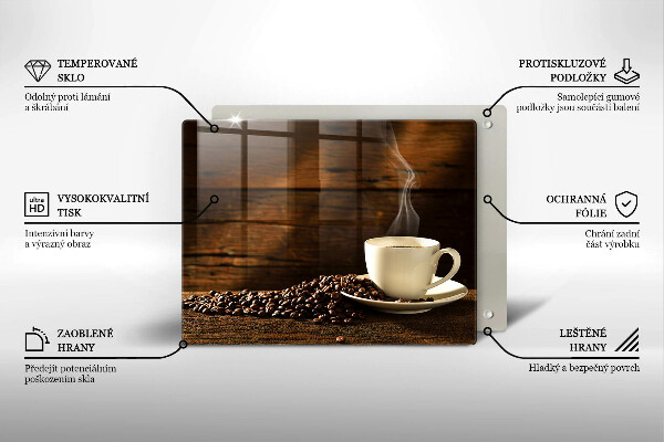 Skärbräda i härdat glas Kaffekopp trä