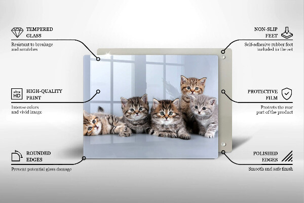 Skärbräda i härdat glas Söta små kattungar