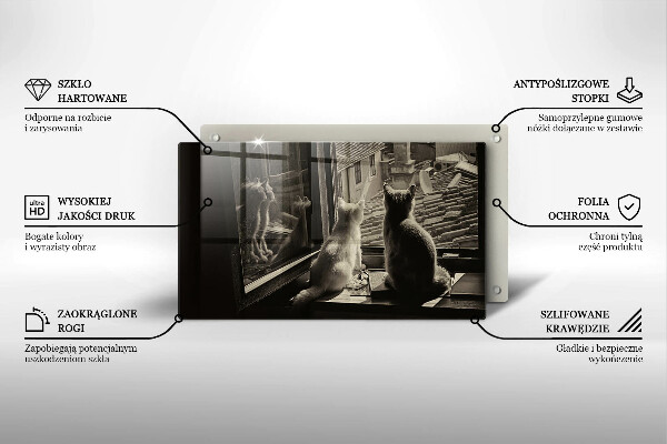 Skärbräda i härdat glas Katter stad och fönster