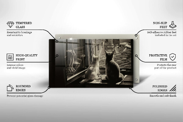 Skärbräda i härdat glas Katter stad och fönster