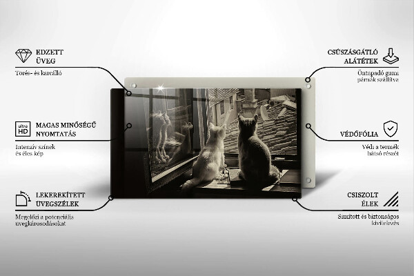 Skärbräda i härdat glas Katter stad och fönster