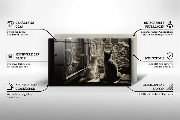 Skärbräda i härdat glas Katter stad och fönster