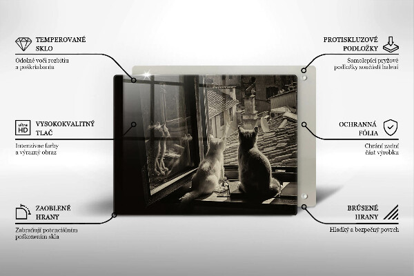 Skärbräda i härdat glas Katter stad och fönster