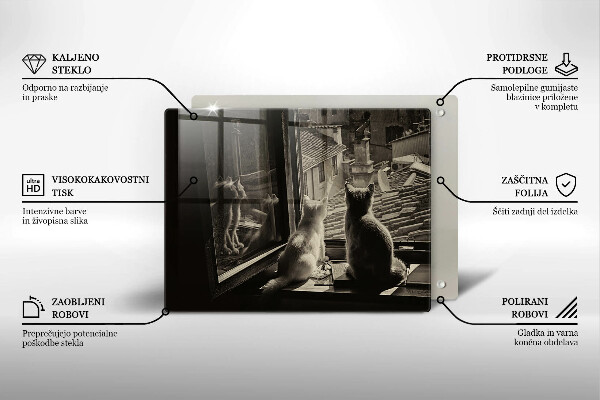 Skärbräda i härdat glas Katter stad och fönster