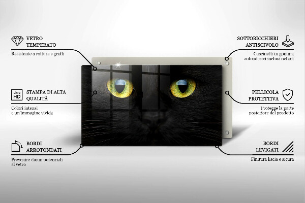 Skärbräda i härdat glas Djurkattögon