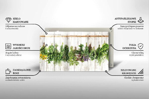 Skärbräda i härdat glas Torkade örter och växter