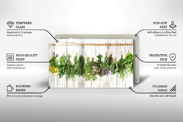 Skärbräda i härdat glas Torkade örter och växter
