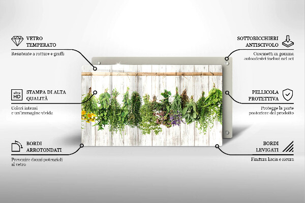 Skärbräda i härdat glas Torkade örter och växter