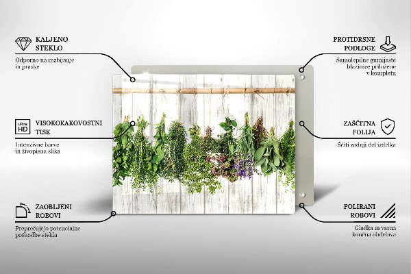 Skärbräda i härdat glas Torkade örter och växter