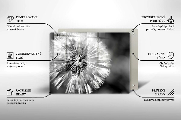 Skärbräda i härdat glas Delikat maskros