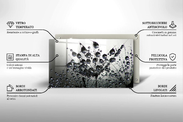 Skärbräda i härdat glas Maskrosor och dagg