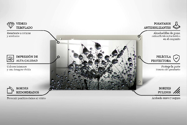 Skärbräda i härdat glas Maskrosor och dagg