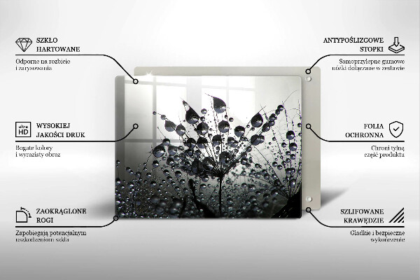Skärbräda i härdat glas Maskrosor och dagg