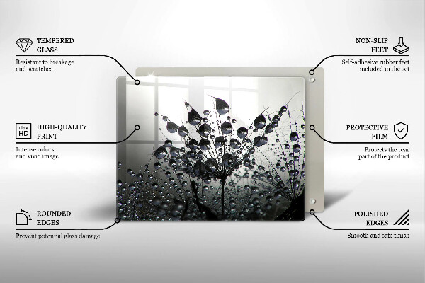 Skärbräda i härdat glas Maskrosor och dagg