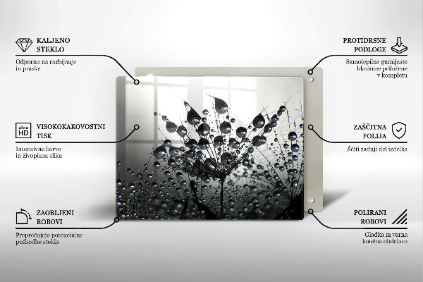 Skärbräda i härdat glas Maskrosor och dagg
