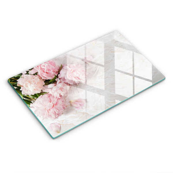 Skärbräda i härdat glas Fina rosenblommor