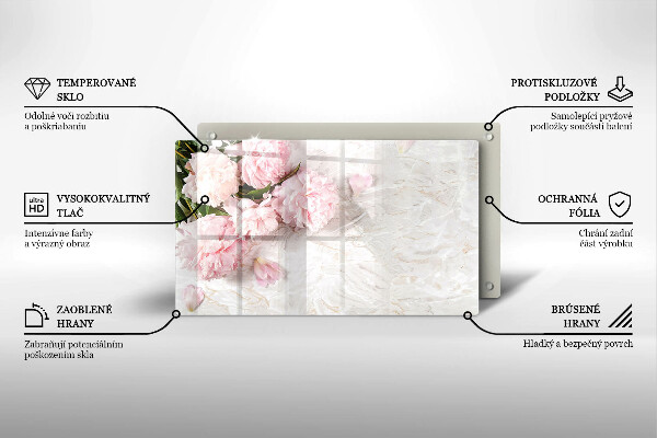 Skärbräda i härdat glas Fina rosenblommor