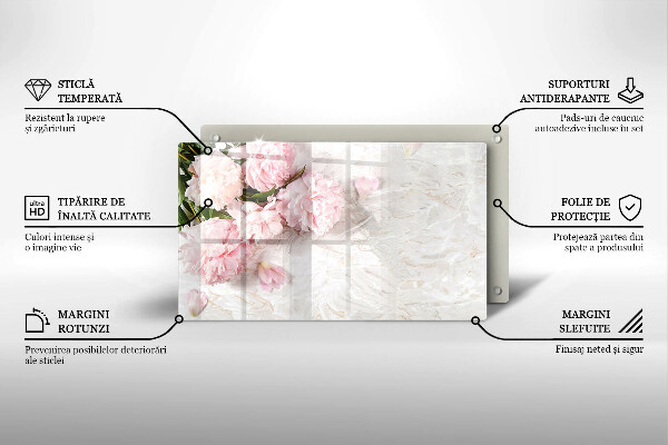 Skärbräda i härdat glas Fina rosenblommor